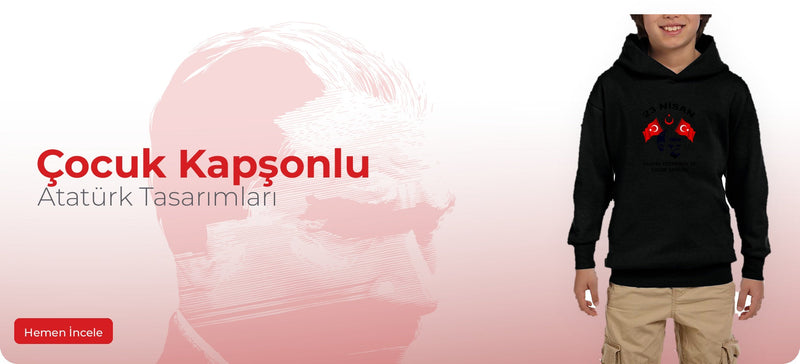 Atatürk Çocuk Kapşonlu Sweatshirt - Zepplin Giyim