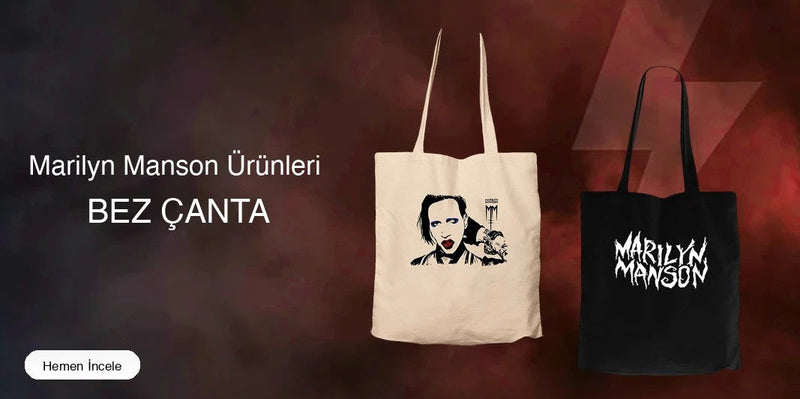 Marilyn Manson Fermuarlı Bez Çanta