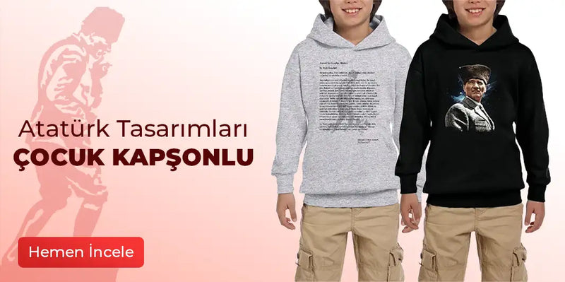 Atatürk Çocuk Kapşonlu Sweatshirt - Zepplin Giyim