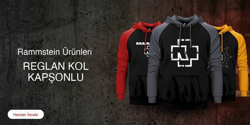 Rammstein Reglan Kol Renkli Kapşonlu kapak