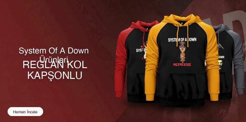 System Of A Down Reglan Kol Renkli Kapşonlu