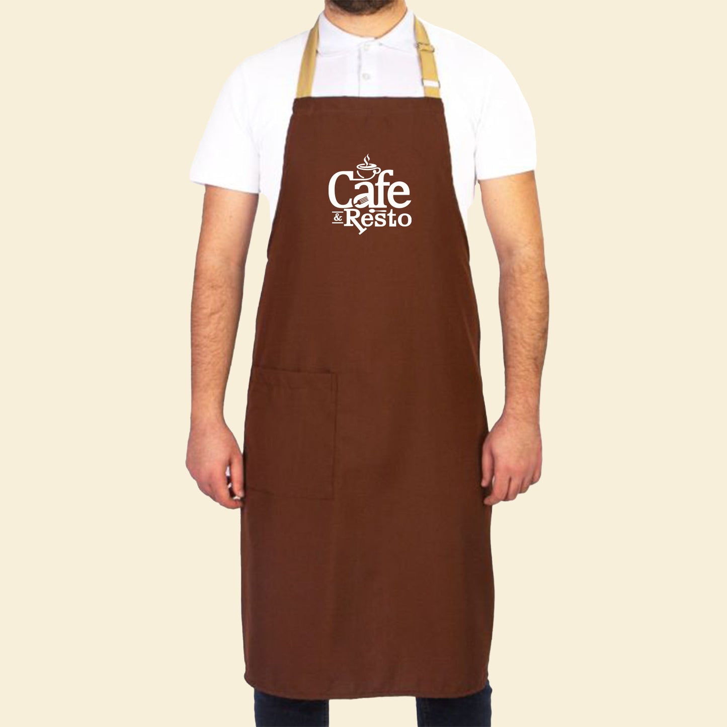 Mutfak Önlüğü Ayarlanabilir Kahverengi Renk Krem Boyun Askısı Toptan