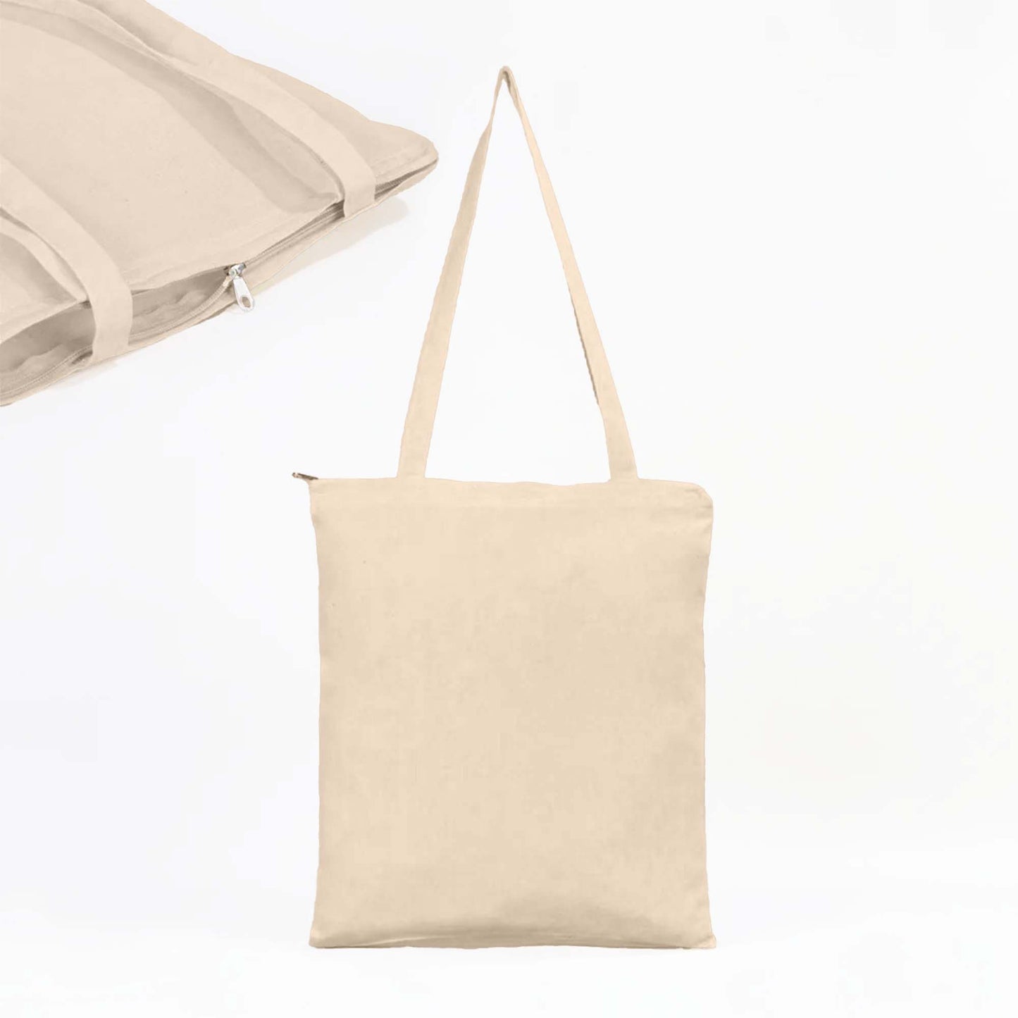 Kiss Face Krem Fermuarlı Bez Çanta Gabardin