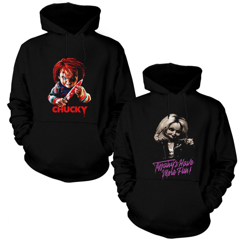 Chucky Sevgili Çift Siyah Kapşonlu Sweatshirt Hoodie