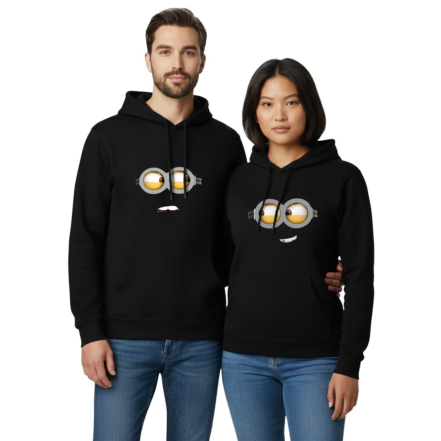 Minion Sevgili Çift Siyah Kapşonlu Sweatshirt Hoodie