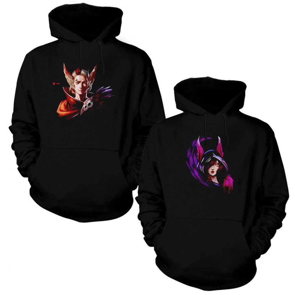 Xayah Rakan Sevgili Çift Siyah Kapşonlu Sweatshirt Hoodie