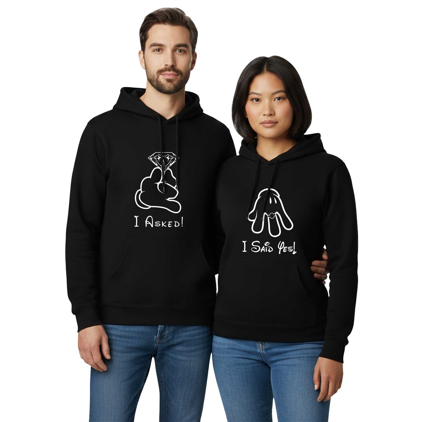 I Asked A Said Sevgili Çift Siyah Kapşonlu Sweatshirt Hoodie