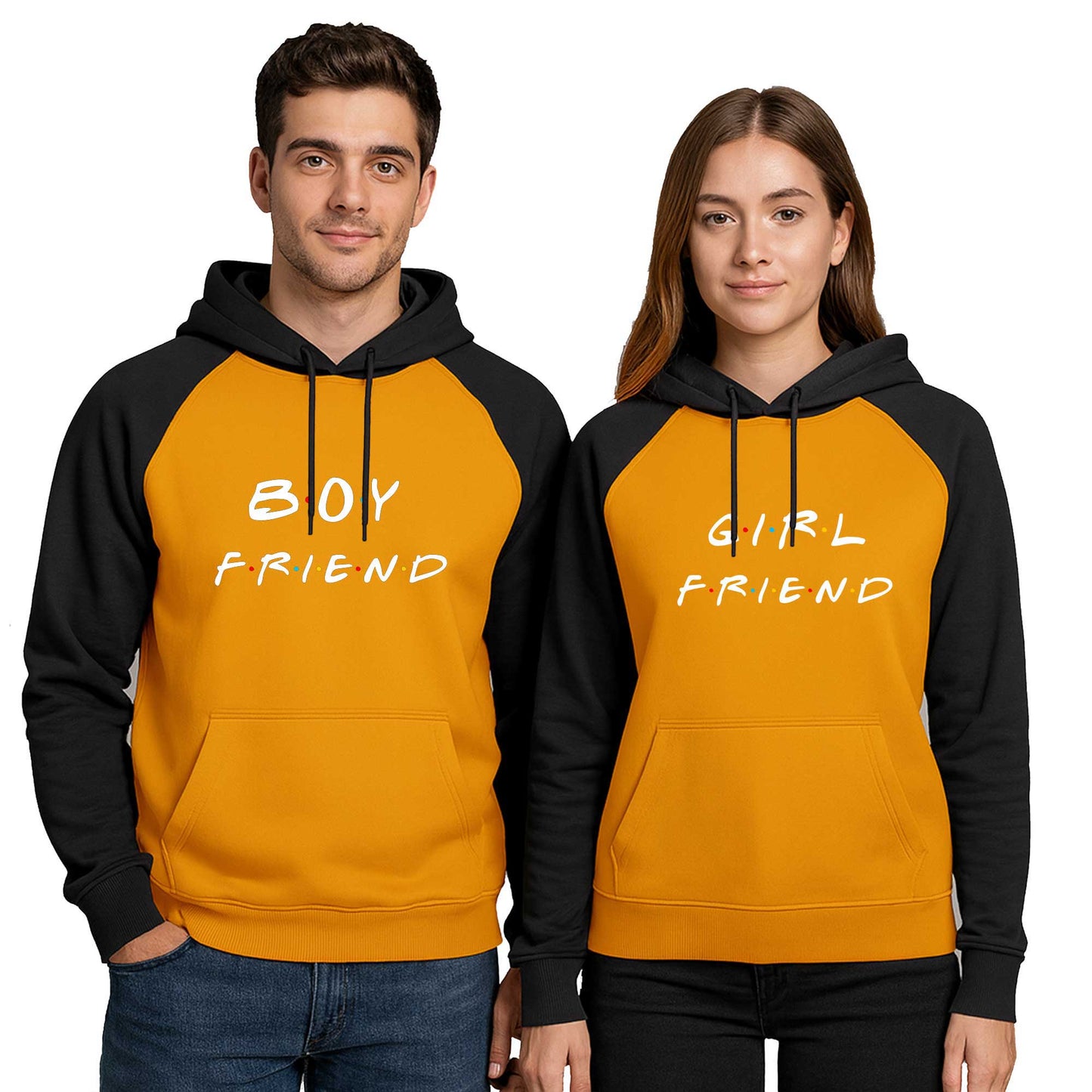 Boy Friend Girl Friend Sevgili Çift Renkli Kapşonlu Sweatshirt Hoodie