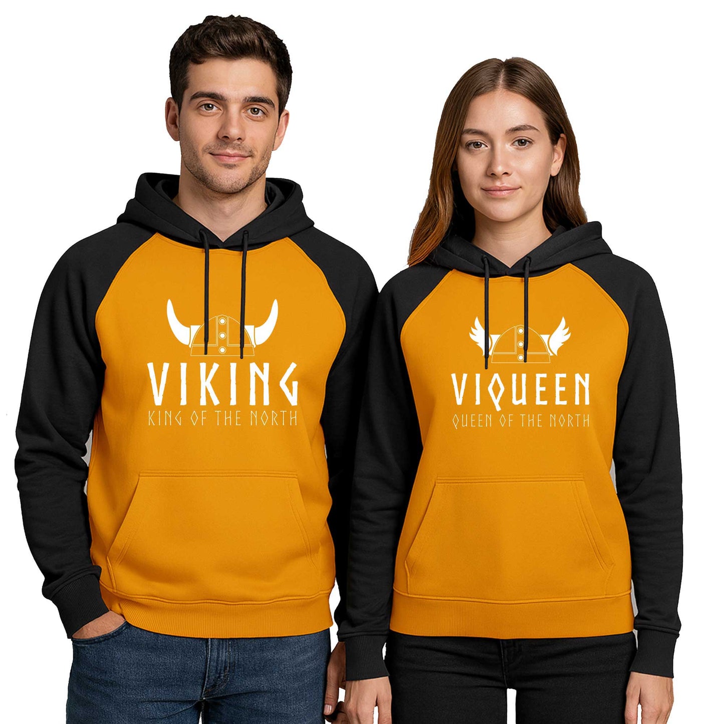Viking Viqueen Sevgili Çift Renkli Kapşonlu Sweatshirt Hoodie