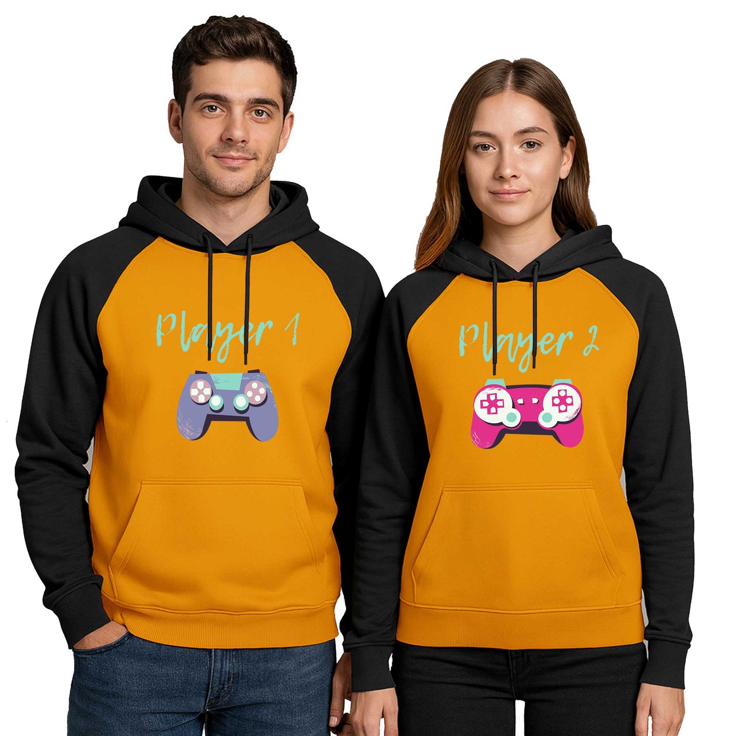 Player 2 Sevgili Çift Renkli Kapşonlu Sweatshirt Hoodie