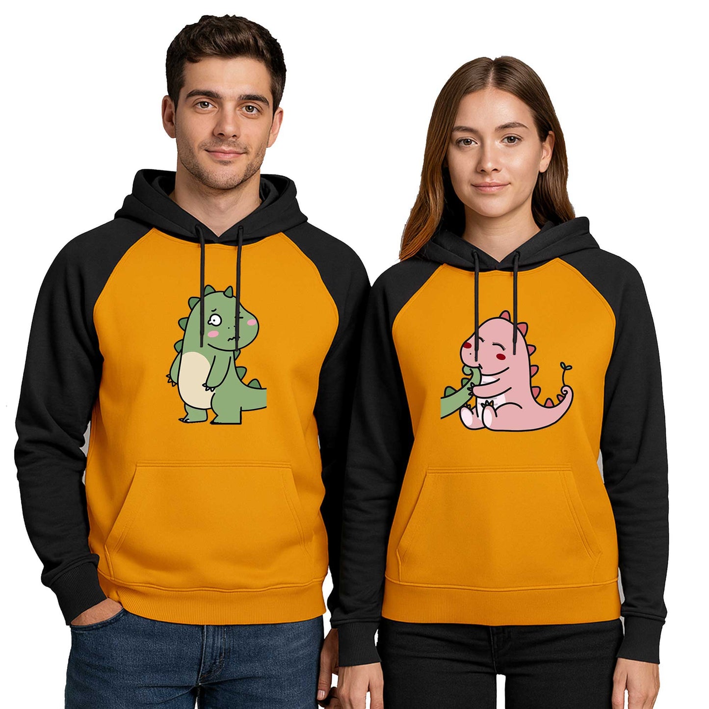 Dinazor Sevgili Çift Renkli Kapşonlu Sweatshirt Hoodie