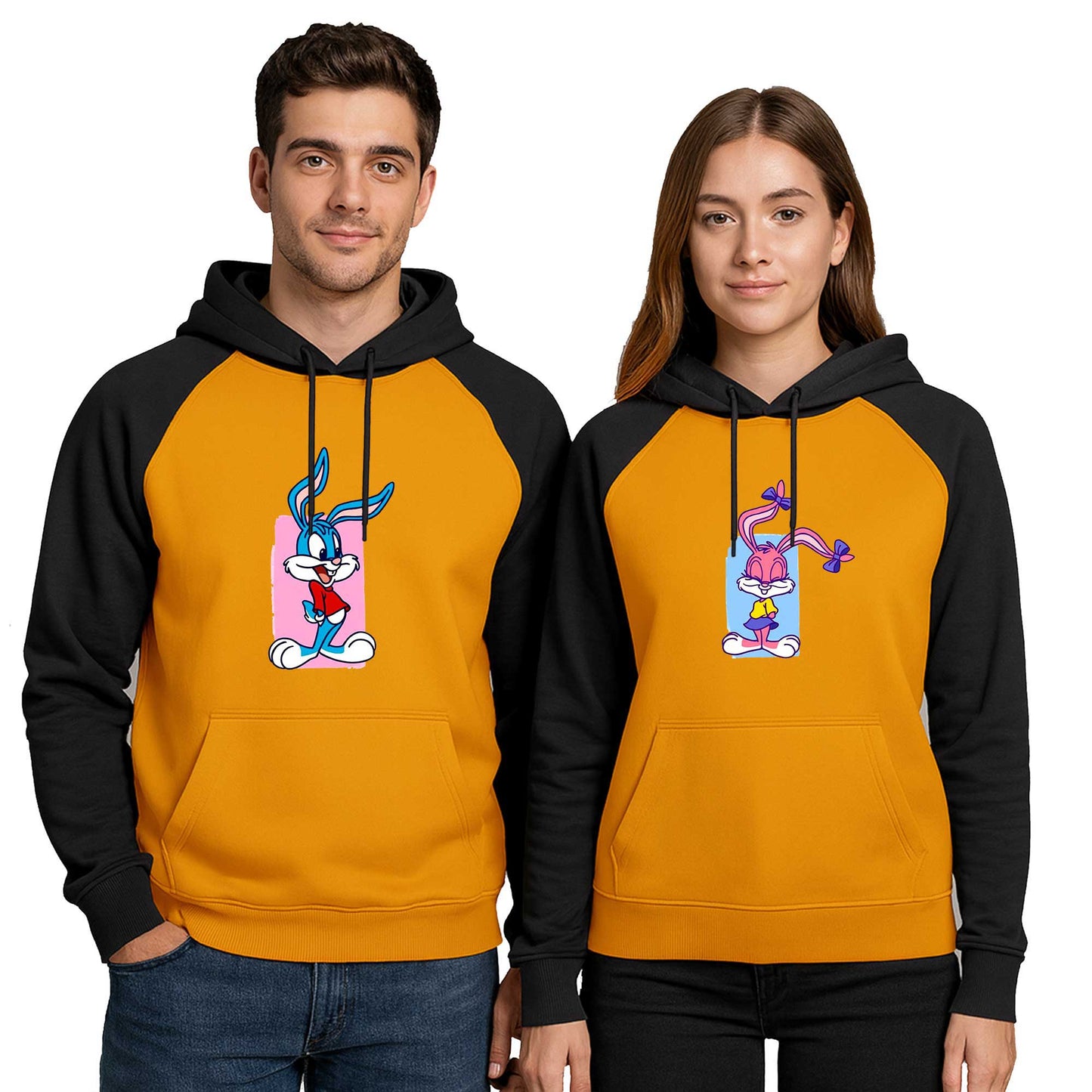 Tavşan Sevgili Çift Renkli Kapşonlu Sweatshirt Hoodie