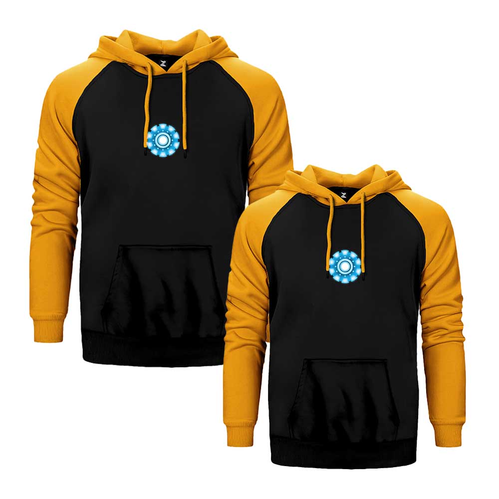 Iron Man Arc Reactor Sevgili Çift Reglan Kol Renkli Kapşonlu Sweatshirt Hoodie