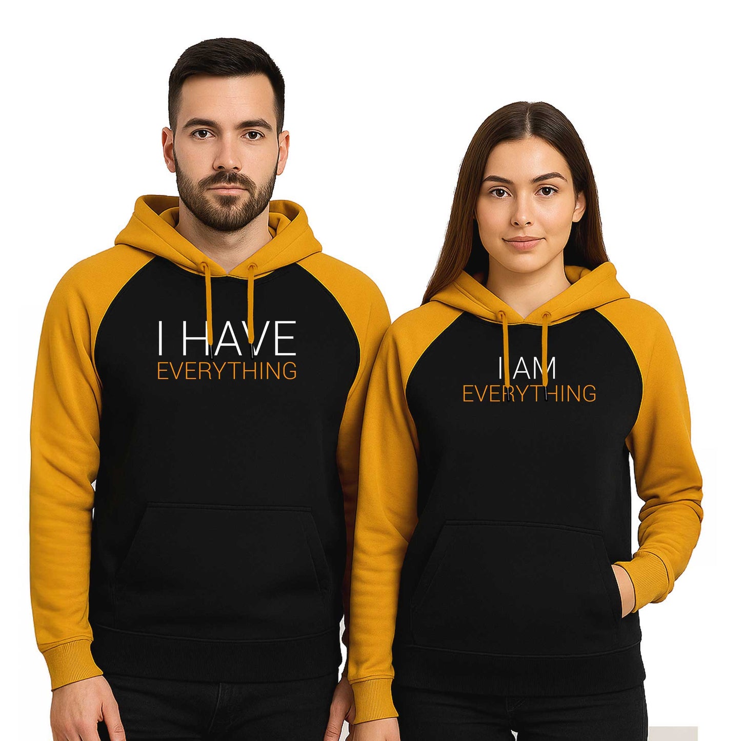 I Have Everything Sevgili Çift Reglan Kol Renkli Kapşonlu Sweatshirt Hoodie
