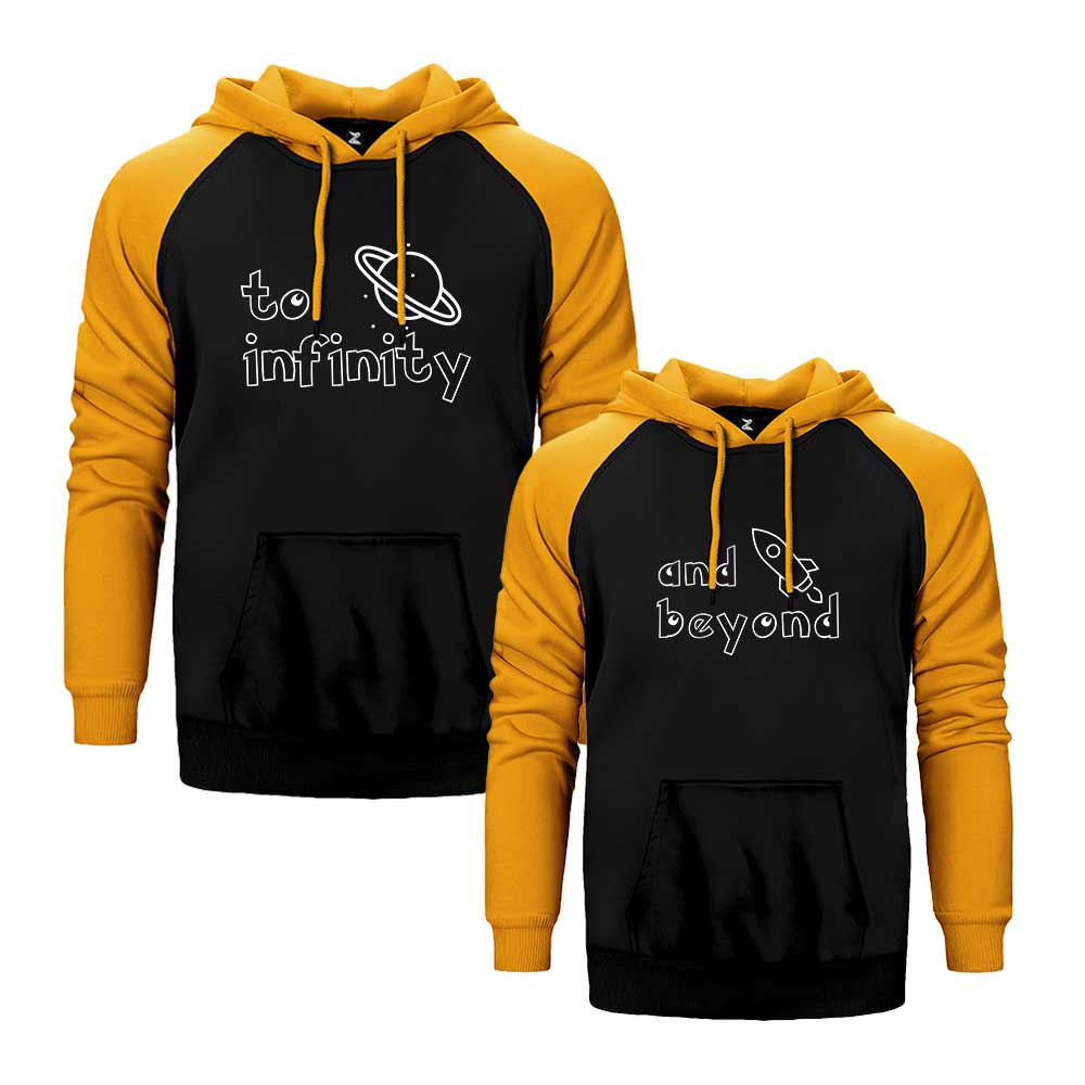 To Infinity and Beyond Sevgili Çift Reglan Kol Renkli Kapşonlu Sweatshirt Hoodie Sweatshirt