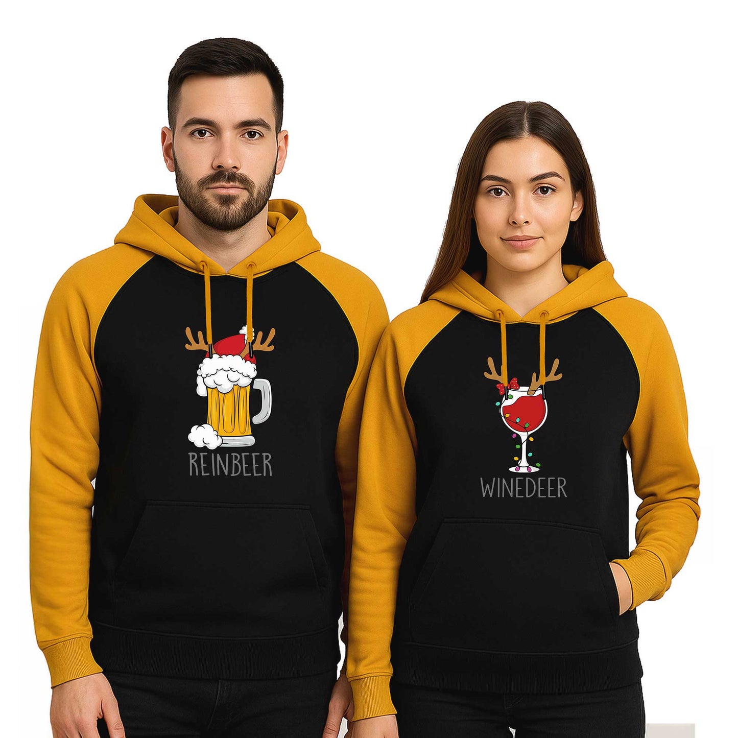 Reinbeer Winedeer Sevgili Çift Reglan Kol Renkli Kapşonlu Sweatshirt Hoodie