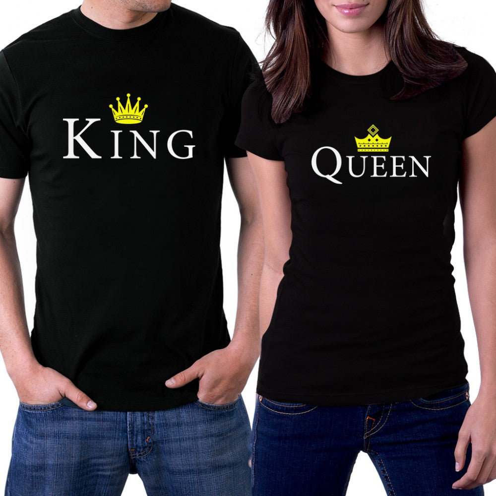 King Queen 3 Sevgili Çift Siyah Tişört