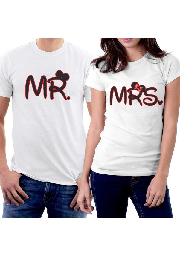 Mr. Mrs. Sevgili Çift Beyaz Tişört