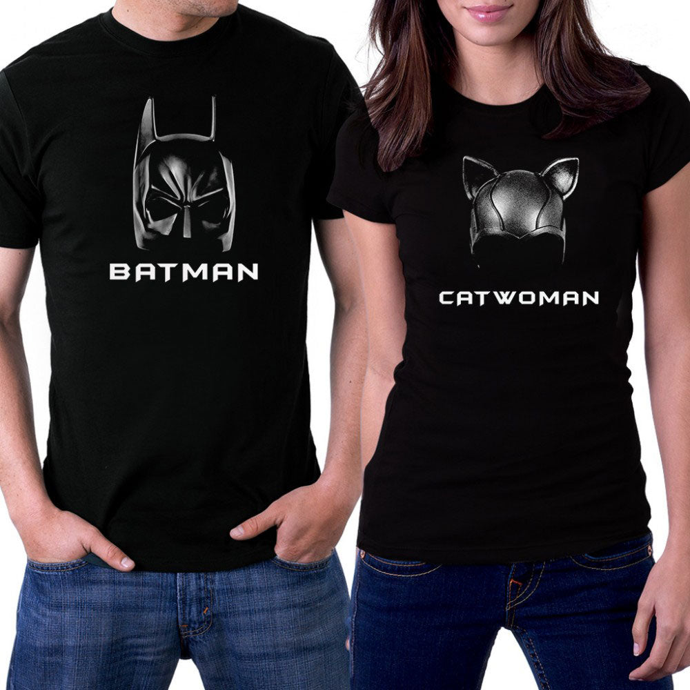 Batman Catwoman Sevgili Çift Siyah Tişört