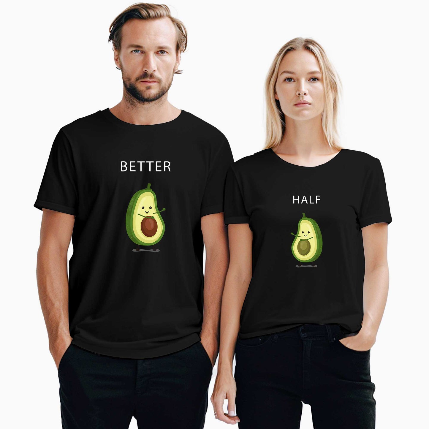 Avakado Better Half Sevgili Çift Siyah Tişört