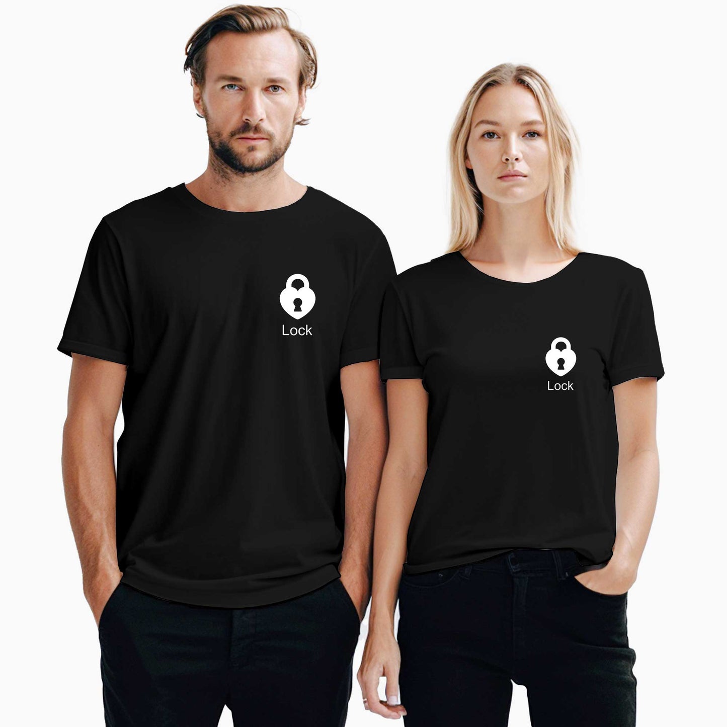 Lock Sevgili Çift Siyah Tişört
