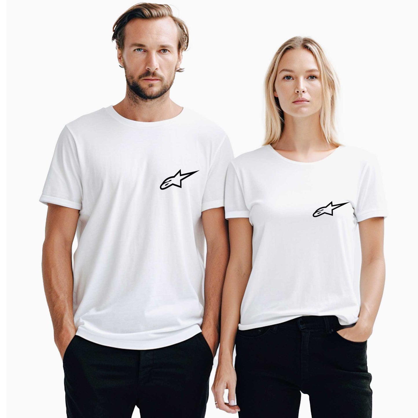 Alpinestars Logo Black Sevgili Çift Beyaz Tişört