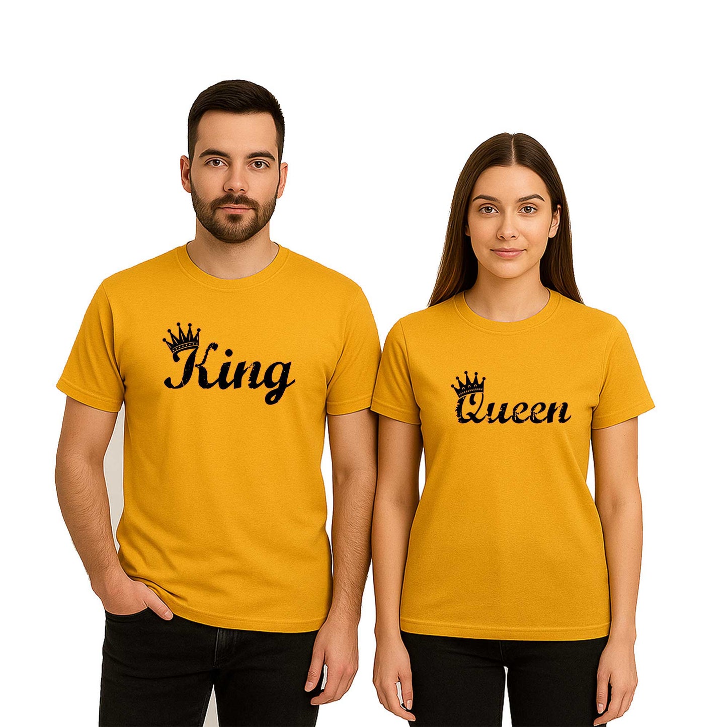 King Queen 1 Sevgili Çift Renkli Tişört