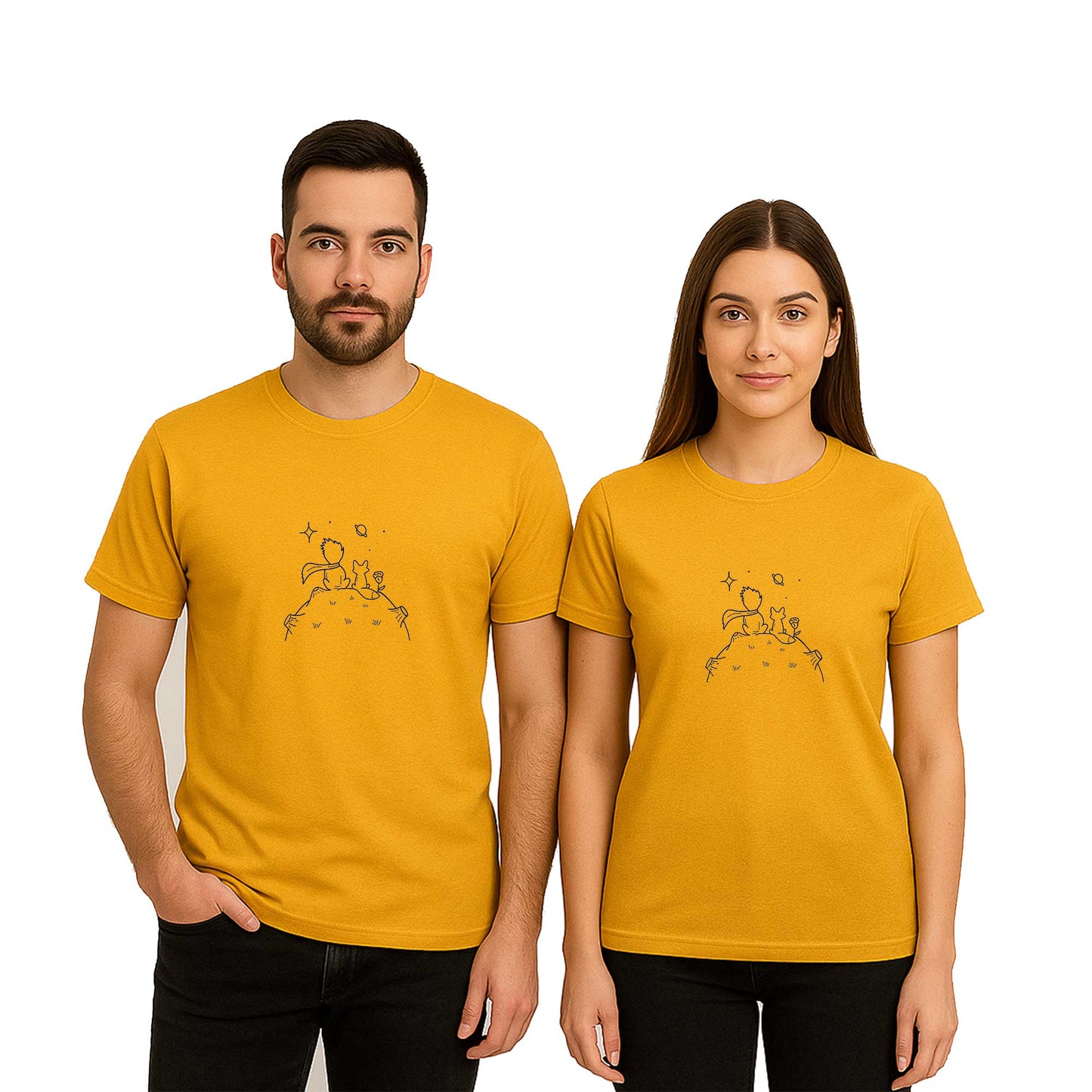 Küçük Prens Sevgili Çift Renkli Tişört