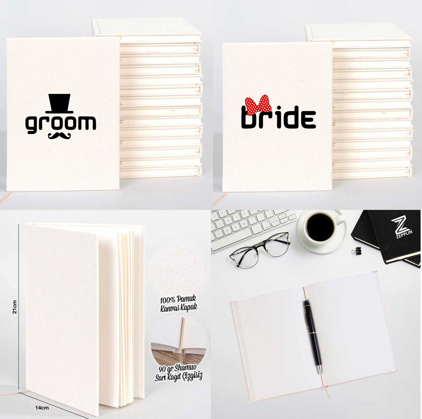 Groom Bridge Sevgili Çift Kanvas Defter
