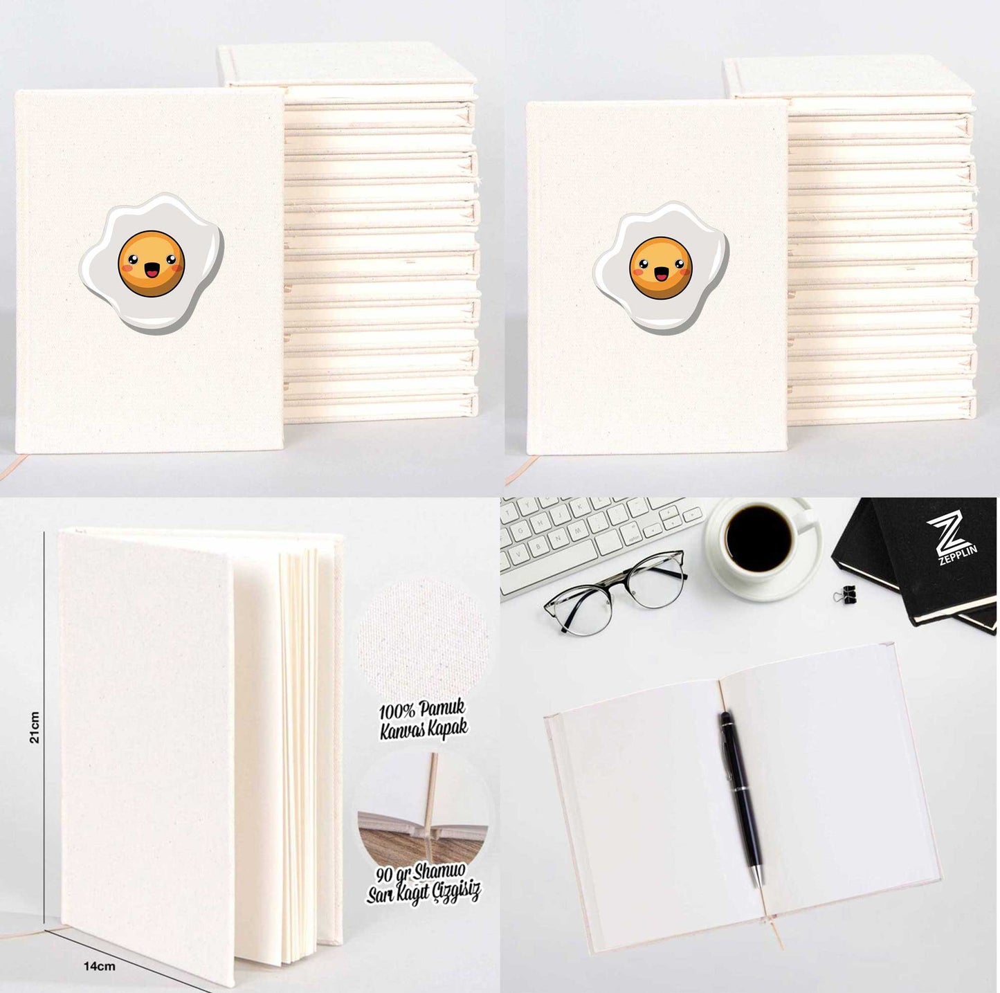 Kızarmış Yumurta Sevgili Çift Kanvas Defter