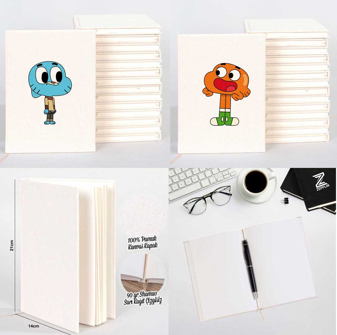 Gumball ve Darwin Sevgili Çift Kanvas Defter