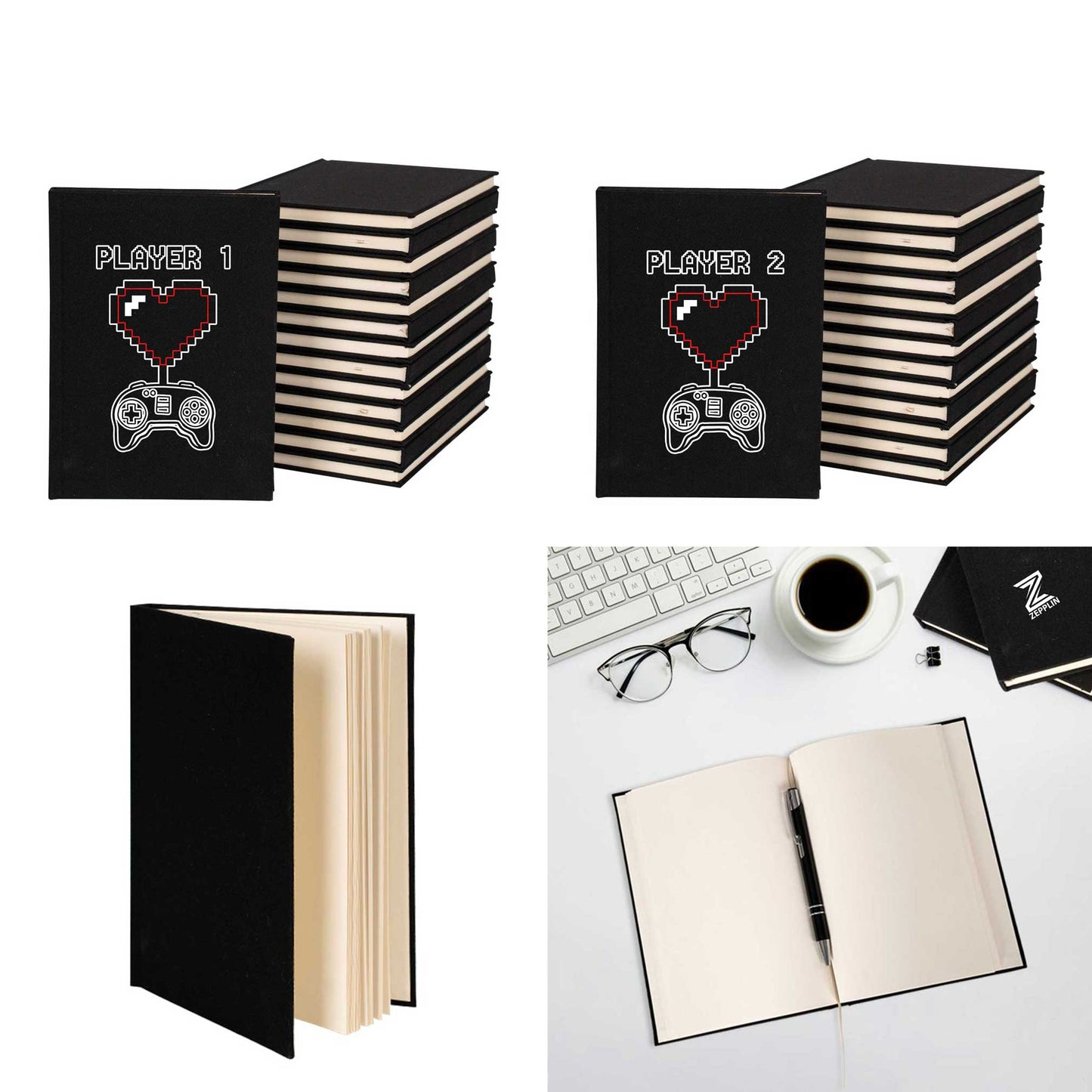 Gamer Player 1-2 Sevgili Çift Kanvas Defter