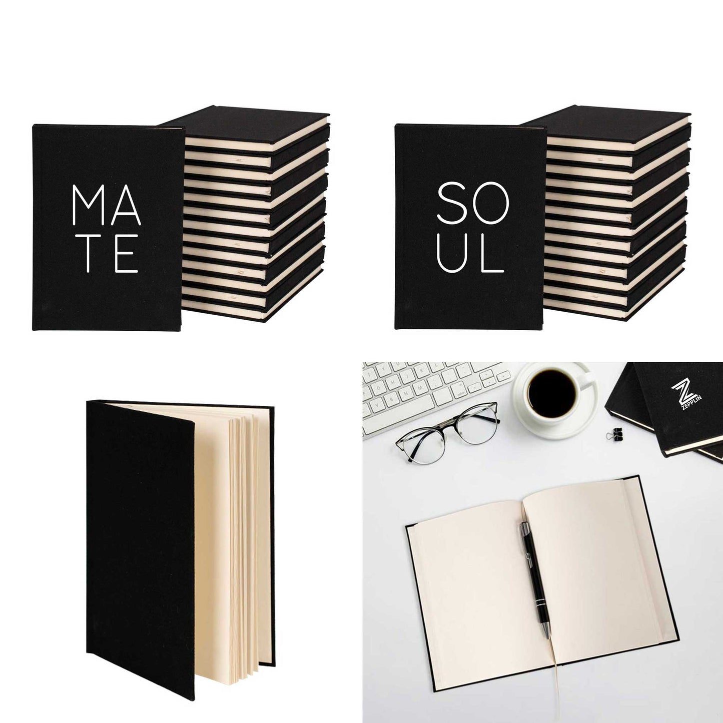 Soul Mate Text Sevgili Çift Siyah Tişört Kanvas Defter