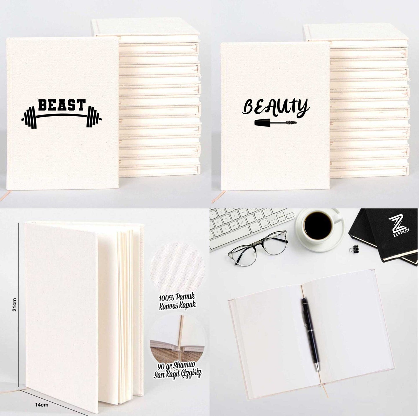 Beast Beauty Sevgili Çift Kanvas Defter