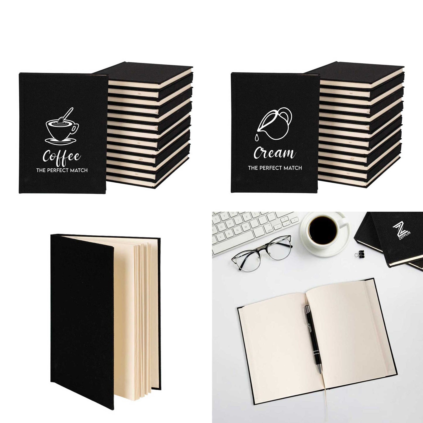 Coffe Crema The Perfect Match Sevgili Çift Siyah Tişört Kanvas Defter