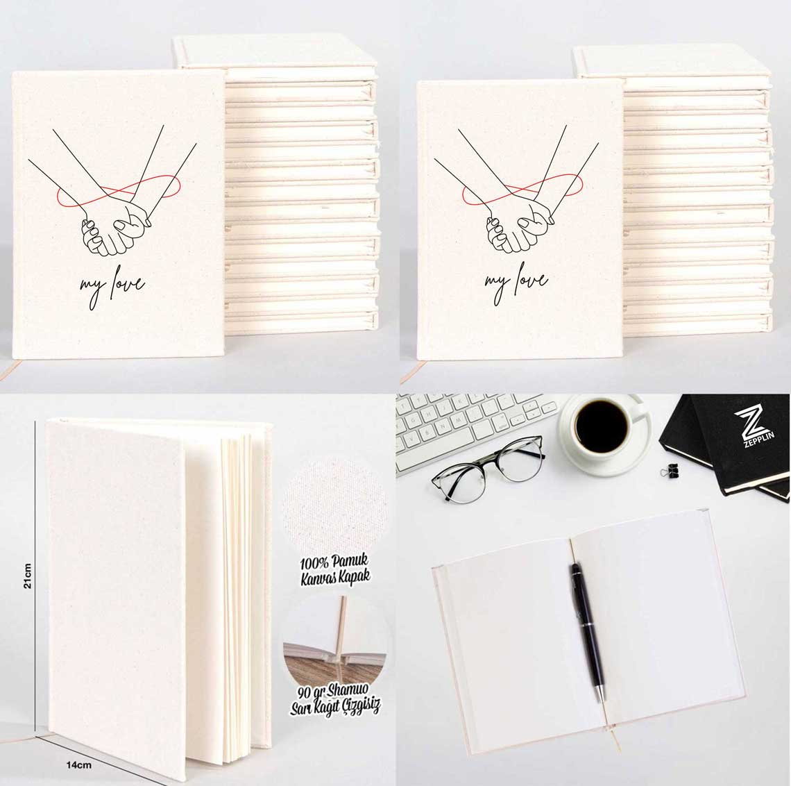 My Love Sevgili Çift Kanvas Defter