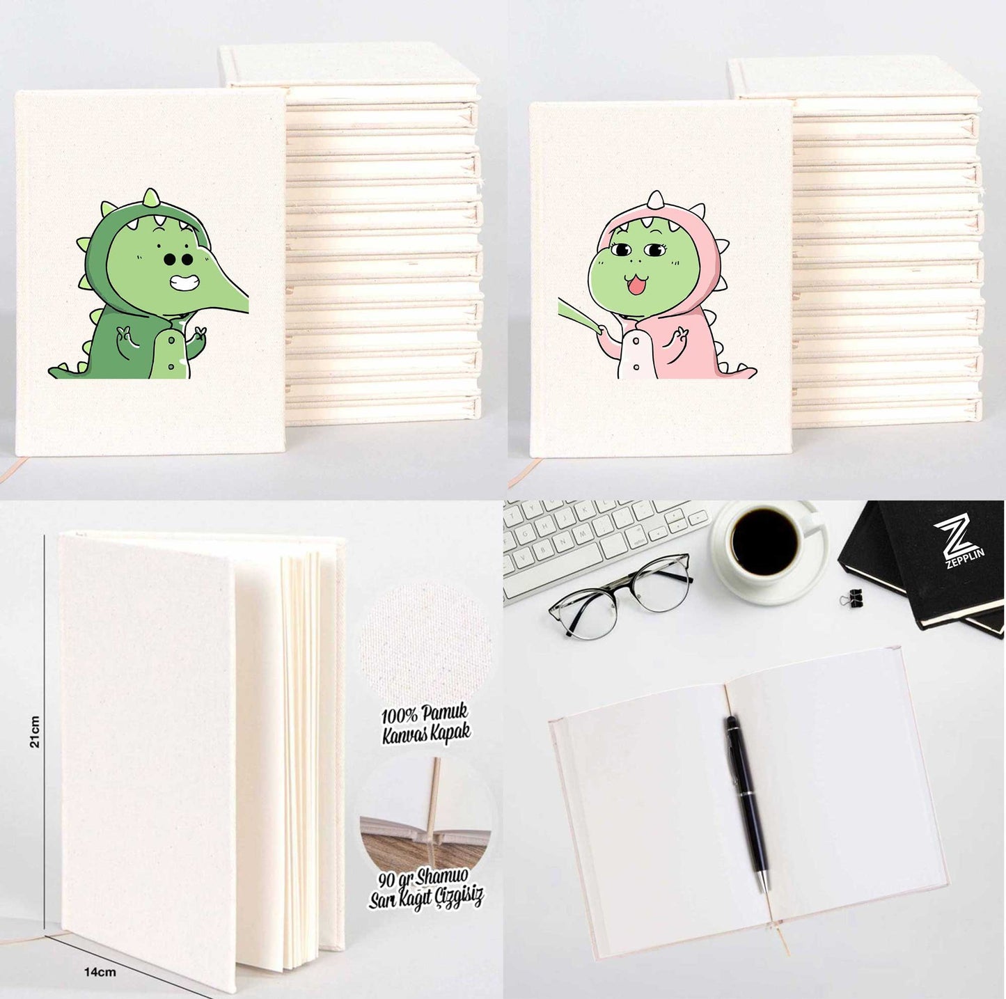 Dinazor Yanak Çekme Sevgili Çift Kanvas Defter
