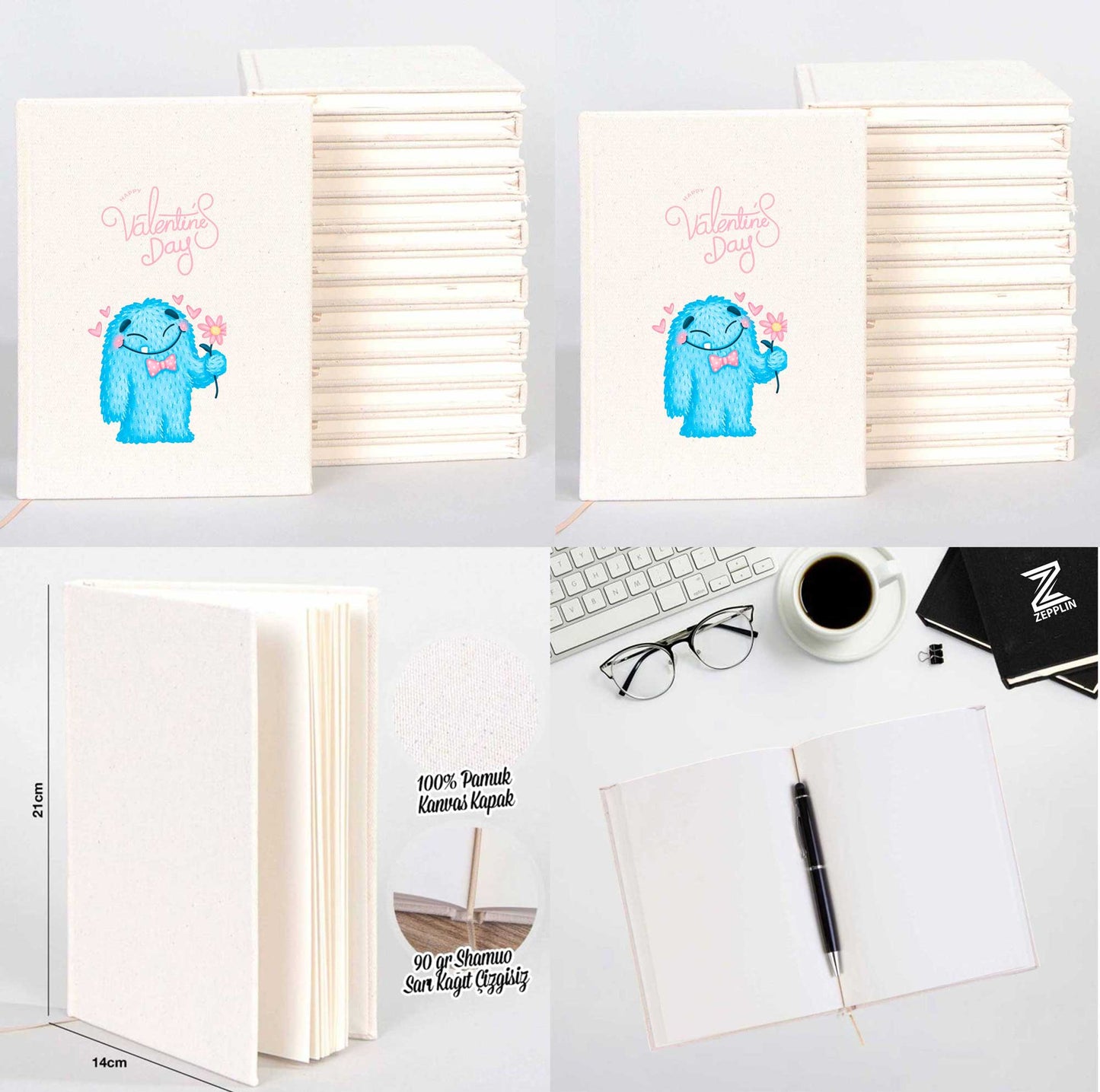 Happy Vanentines Day Sevgili Çift Kanvas Defter