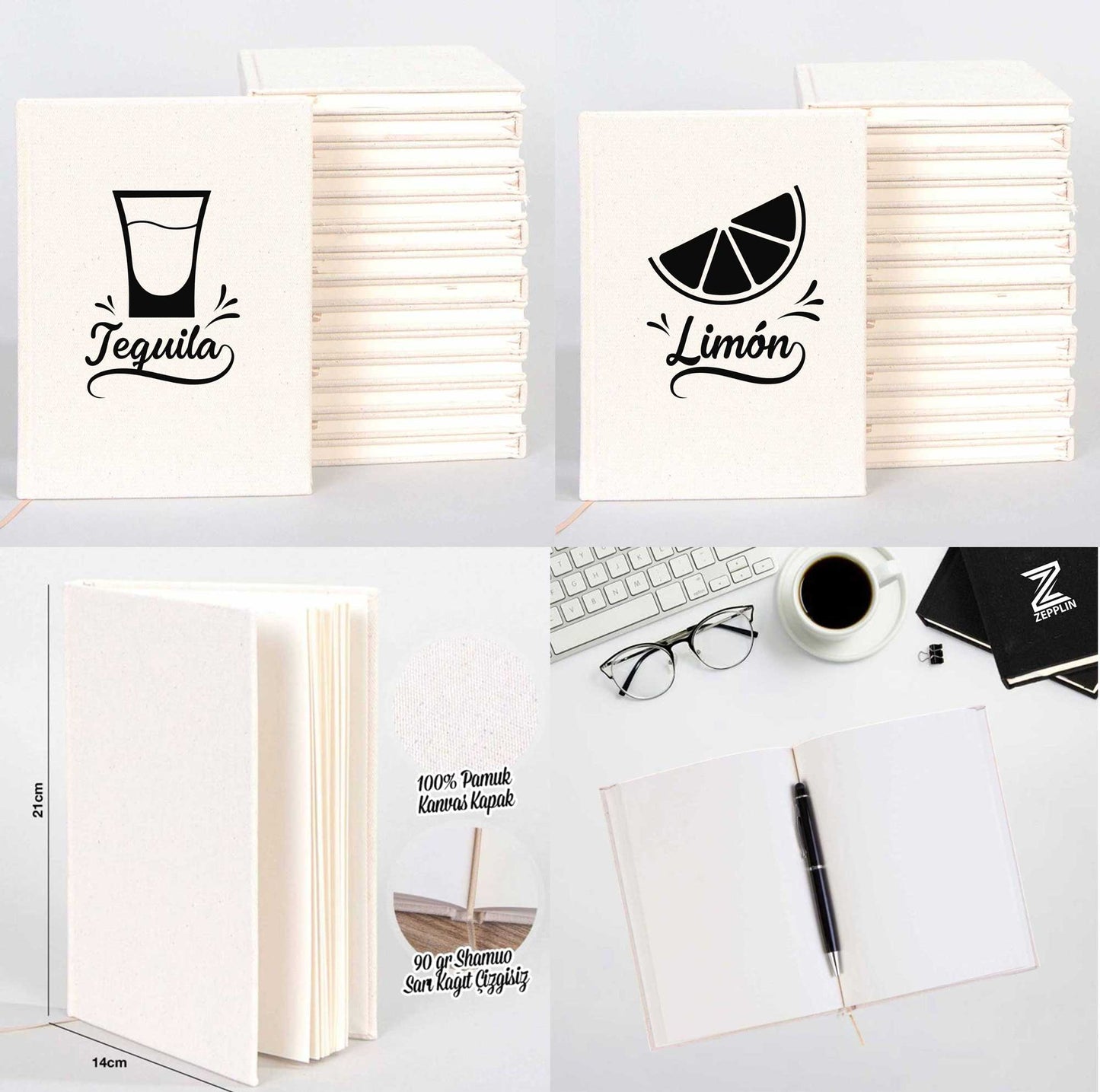 Tekilla and Limon Sevgili Çift Kanvas Defter
