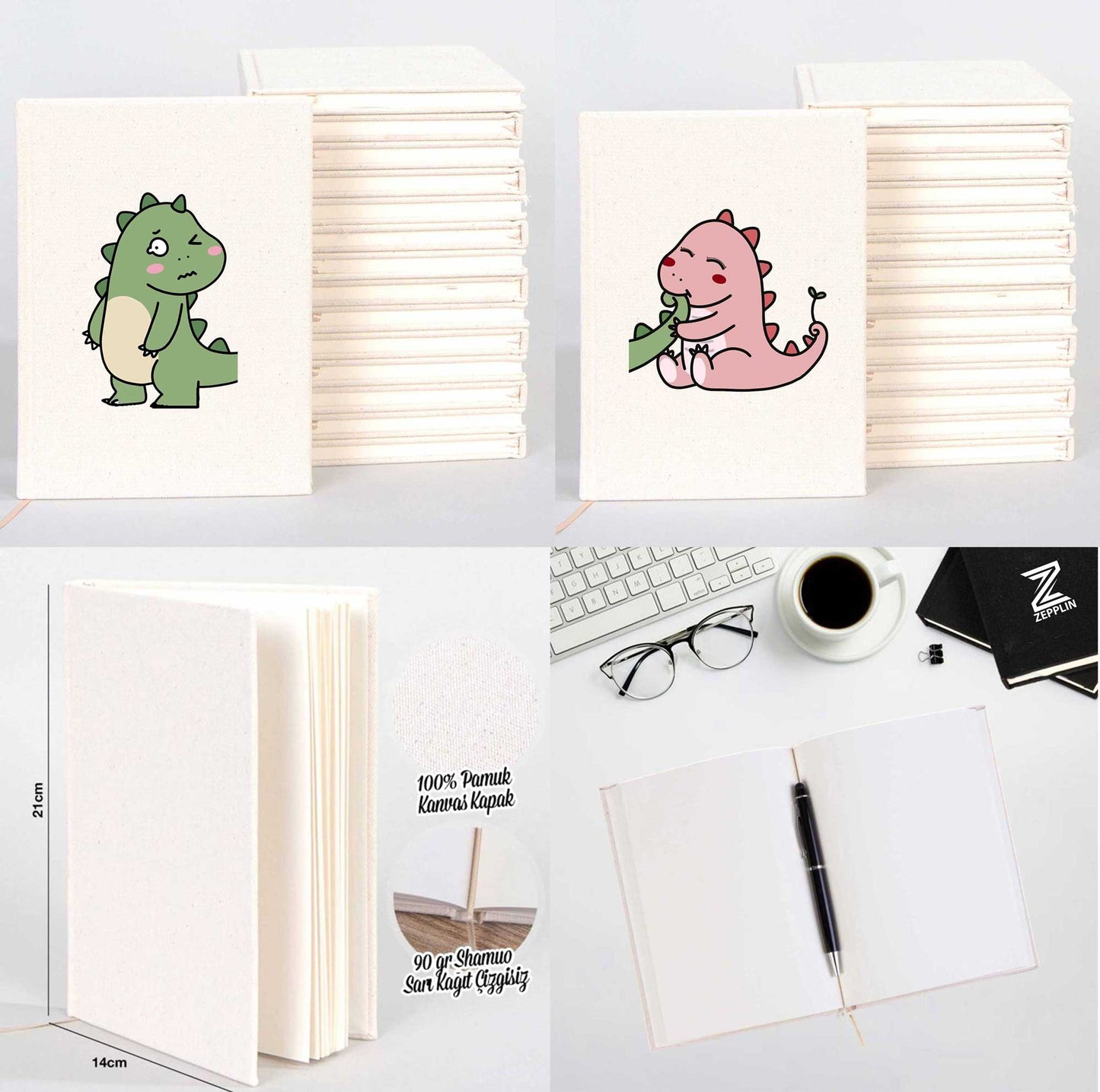 Sevgili Dinazor Sevgili Çift Kanvas Defter