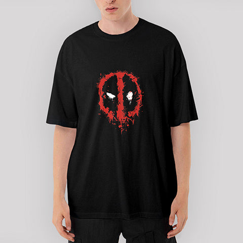 Deadpool Splash Oversize Siyah Tişört