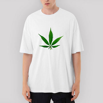Marijuana Oversize Beyaz Tişört