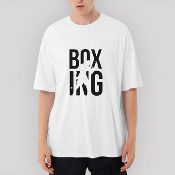 Boxing Logo Oversize Beyaz Tişört