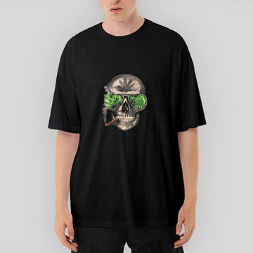 Kuru Kafa Marijuana Oversize Siyah Tişört