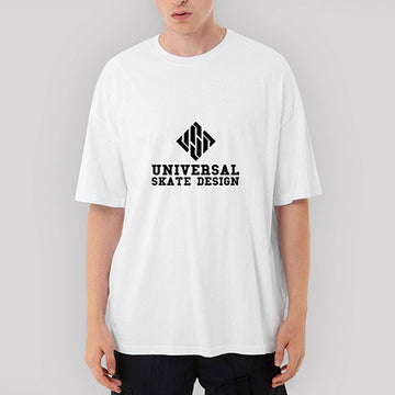 USD Skate Logo Oversize Beyaz Tişört