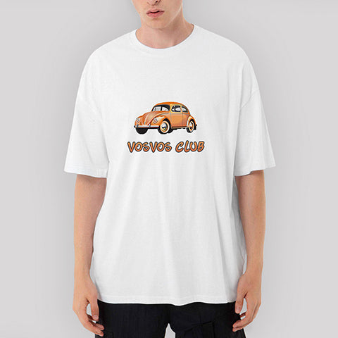Vosvos Club Oversize Beyaz Tişört