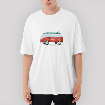 Wolksvagen Minibus Paint Oversize Beyaz Tişört