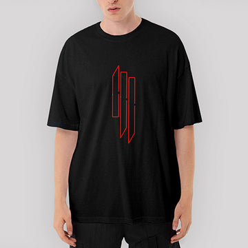 Skrillex Outline Oversize Siyah Tişört