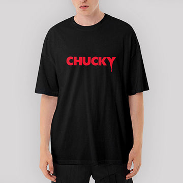 Chucky Logo Oversize Siyah Tişört