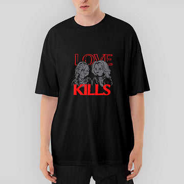 Chucky Love Kills Oversize Siyah Tişört
